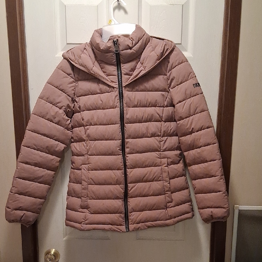 DKNY Women's Puffer Jacket - Taupe